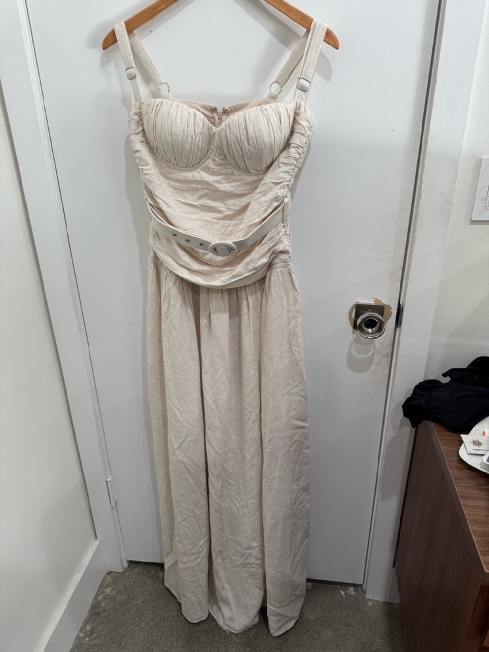 Blithe L.A Cream Maxi Dress with Belt